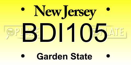BDI105 New Jersey License Plate
