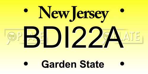 BDI22A New Jersey License Plate