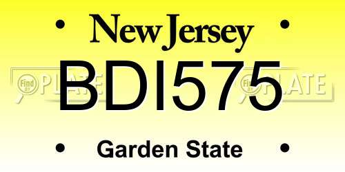 BDI575 New Jersey License Plate