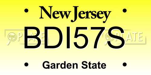BDI57S New Jersey License Plate