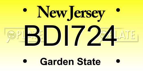 BDI724 New Jersey License Plate