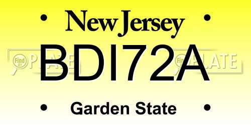 BDI72A New Jersey License Plate