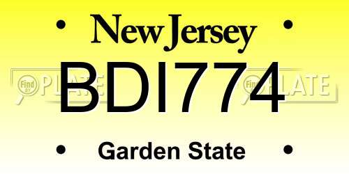 BDI774 New Jersey License Plate