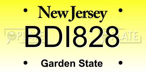 BDI828 New Jersey License Plate