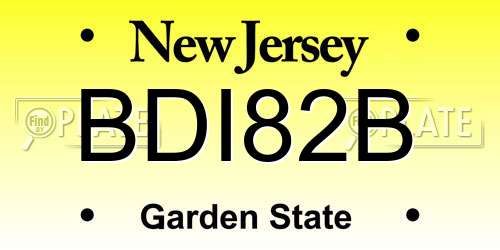 BDI82B New Jersey License Plate