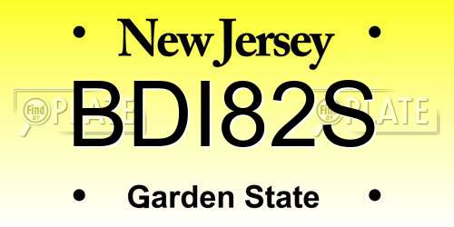BDI82S New Jersey License Plate