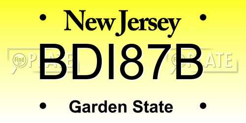 BDI87B New Jersey License Plate