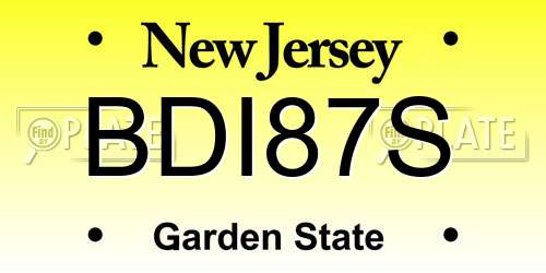BDI87S New Jersey License Plate
