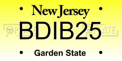 BDIB25 New Jersey License Plate