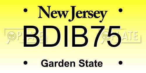 BDIB75 New Jersey License Plate