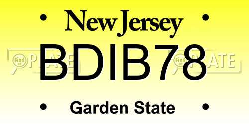 BDIB78 New Jersey License Plate