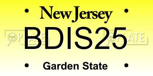 BDIS25 New Jersey License Plate