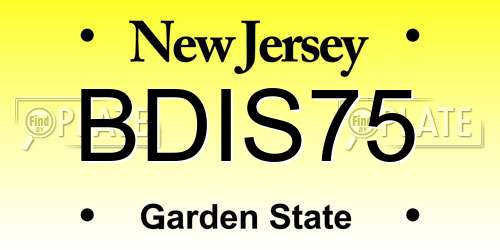 BDIS75 New Jersey License Plate