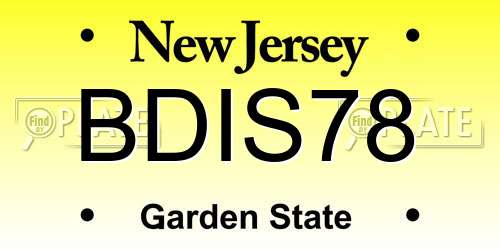 BDIS78 New Jersey License Plate