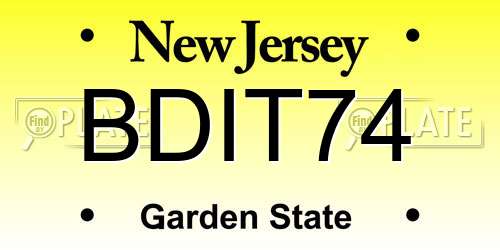 BDIT74 New Jersey License Plate
