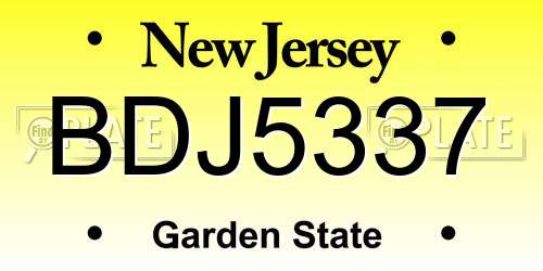 BDJ5337 New Jersey License Plate