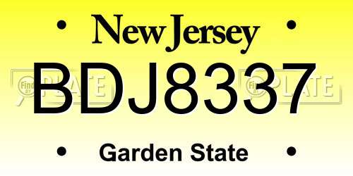 BDJ8337 New Jersey License Plate