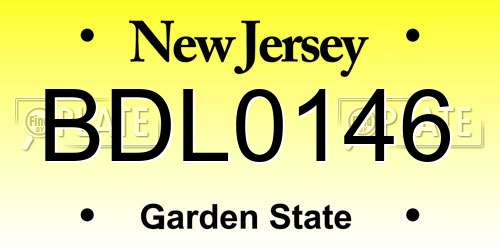 BDL0146 New Jersey License Plate