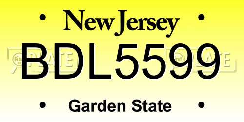 BDL5599 New Jersey License Plate
