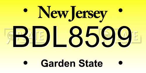 BDL8599 New Jersey License Plate