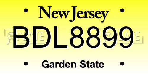 BDL8899 New Jersey License Plate