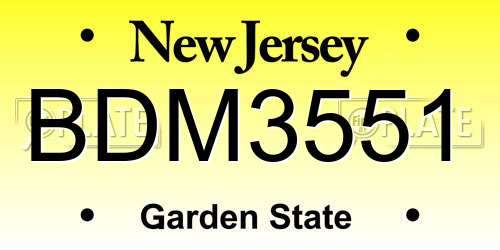 BDM3551 New Jersey License Plate
