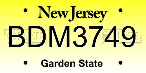 BDM3749 New Jersey License Plate