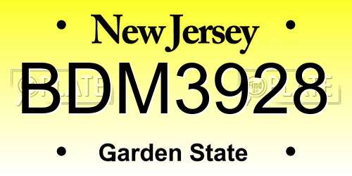 BDM3928 New Jersey License Plate
