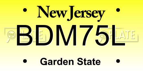 BDM75L New Jersey License Plate