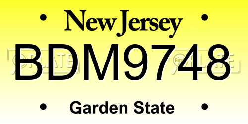 BDM9748 New Jersey License Plate