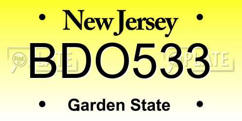 BDO533 New Jersey License Plate