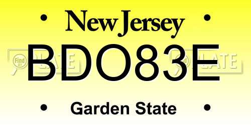 BDO83E New Jersey License Plate