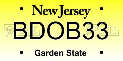 BDOB33 New Jersey License Plate