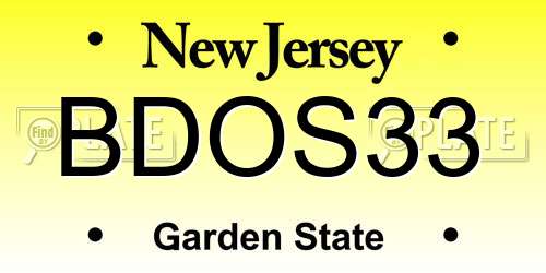 BDOS33 New Jersey License Plate
