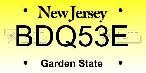 BDQ53E New Jersey License Plate