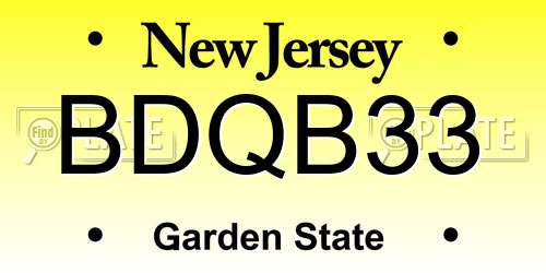 BDQB33 New Jersey License Plate