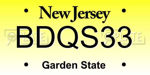 BDQS33 New Jersey License Plate