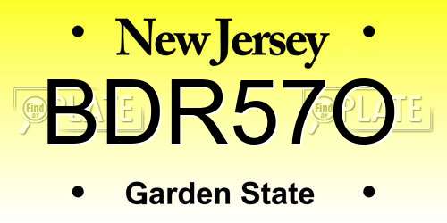BDR57O New Jersey License Plate
