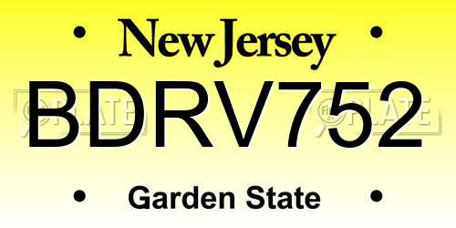 BDRV752 New Jersey License Plate