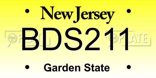 BDS211 New Jersey License Plate