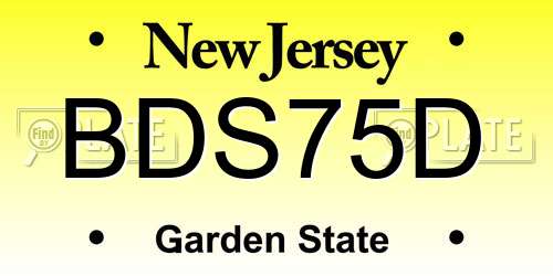 BDS75D New Jersey License Plate