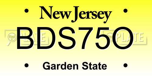 BDS75O New Jersey License Plate