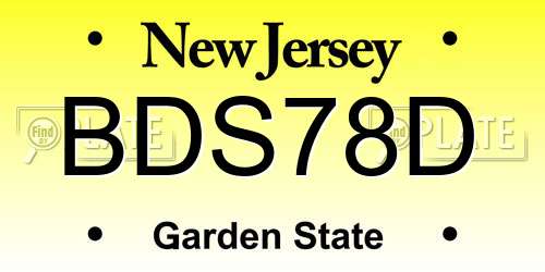 BDS78D New Jersey License Plate