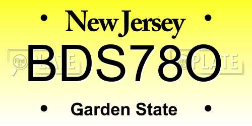 BDS78O New Jersey License Plate