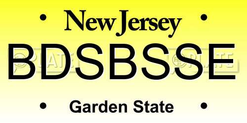 BDSBSSE New Jersey License Plate