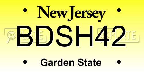 BDSH42 New Jersey License Plate