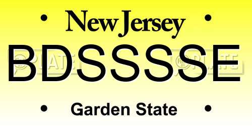BDSSSSE New Jersey License Plate