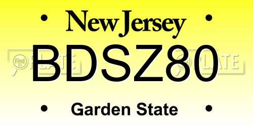 BDSZ80 New Jersey License Plate