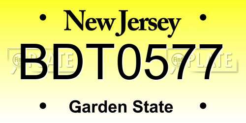 BDT0577 New Jersey License Plate