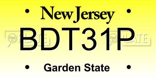 BDT31P New Jersey License Plate